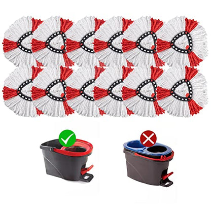 Matthew Cleaning 12Pack Red Microfiber Spin Mop Replacement Head Compatible with EasyWring Spin Mop Replace Head-EasyWring High Absorbency,Machine Washable,Microfiber Spin Mop Refills - color: Red, size: 12 Count