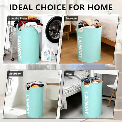 A large 90 liter laundry basket that can be folded for easy carrying. Suitable for bathrooms, laundry rooms, and travel (Blue) - color: Blue