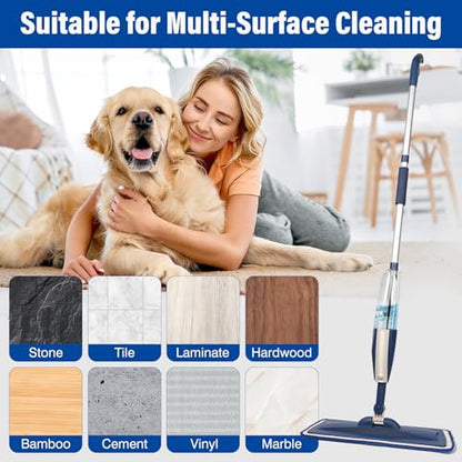 16.5" Microfiber Mop Pads Refills, 4 Pack Reusable Replacement Heads | reusable wet mop refills, machine washable for 14-16 inch spray mops, hardwood floors, dust cleaning & scrubbing - color: 16"bluegreen*4