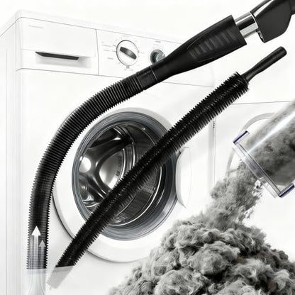 Dryer Vent Cleaner Kit - Universal Vacuum Hose Attachment & Lint Brush, Effectively Clean Clogged Dryer Ducts, Fit Most Vacuums for Dryer, Refrigerator Coils & Behind Appliances (Black) - color: Black
