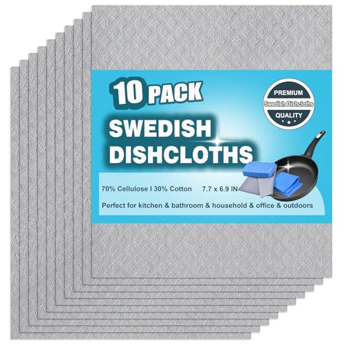 10 Packs Swedish Dishcloths for Kitchen, Reusable Paper Towels Compostable Swedish Dish Clothes for Kitchen and Household Use - color: Grey