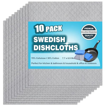 10 Packs Swedish Dishcloths for Kitchen, Reusable Paper Towels Compostable Swedish Dish Clothes for Kitchen and Household Use - color: Grey