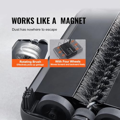 Carpet Sweeper, 7.87 in Sweeping Paths, Floor Sweeper Manual Non Electric, 300 ml Dustbin Capacity with Comb for Home Office Rugs Hardwood Surfaces Wood Floors Laminate, Cleans Dust Pet Hair