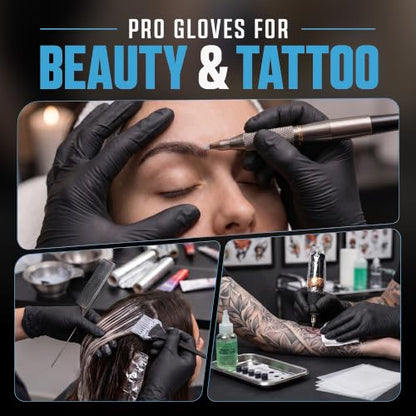 HEAVY DUTY 6 Mil Nitrile Black Gloves Disposable Latex Free Rubber Cooking Cleaning Food Prep Tattoo Gloves 1000PCs - size: Medium