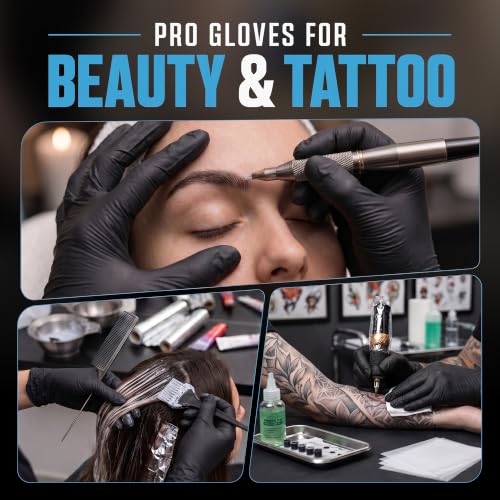 HEAVY DUTY 6 Mil Nitrile Black Gloves Disposable Latex Free Rubber Cooking Cleaning Food Prep Tattoo Gloves 1000PCs - size: X-Large