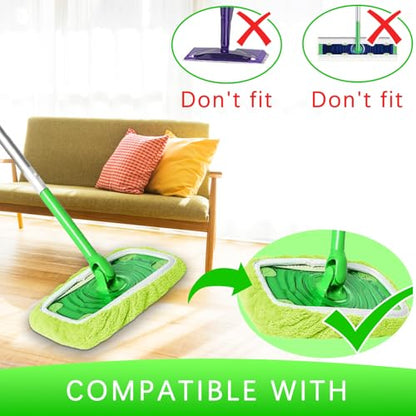 Microfiber Mop Pads - 3 Pack Reusable Washable Refills for Wet & Dry Floor Cleaning - Fits Most Standard Mops - Yellow Green Household Cleaning Pads - color: Yellow Green