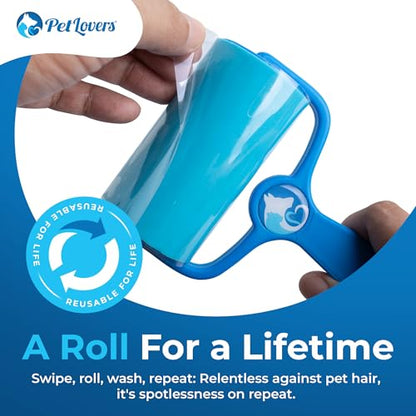 PetLovers EzRoll Reusable Lint Roller - Sticky for Life & Multi-Purpose Pet Hair, Dust, & Lint Remover for Clothing, Upholstery, & Cars - Sustainable, Washable & Efficient - size: Standard