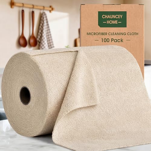 Microfiber Cleaning Cloth Roll - 100 Pack Tear Away Microfiber Paper Towels, Reusable, Washable, Scratch-Free, Kitchen Towels for Car, Home, Kitchen, Glass, Dishes(Desert Gold) - color: Desert Gold