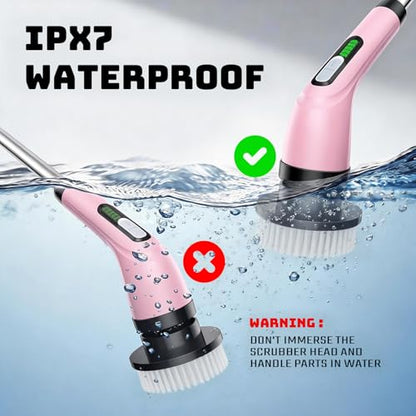 Rechargeable Cordless Rotating Cleaning Brush, Handheld Electric Household Scrub Brush for Bathroom, Shower, Bathtub, Tile and Multiple Home Surfaces