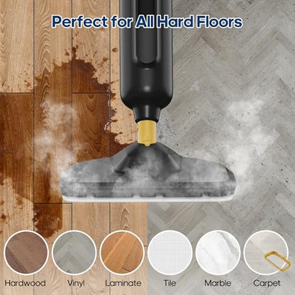 Steam Mop for Floor Cleaning with 2 Washable Pad, 30s Quick-Heating, Lightweight Floor Steamer Cleaner Mop for Hardwood, Tile, Laminate Floors，Carpet