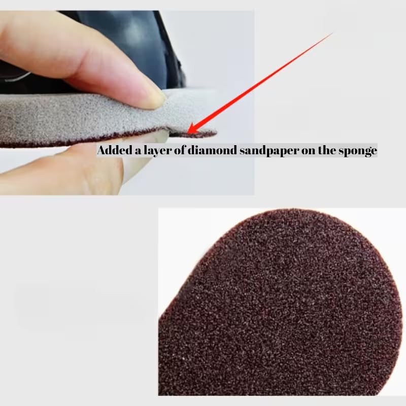 Diamond Sandpaper Magic Sponge Scrubber - Heavy Duty Cleaning Brush with Non-Electric Plastic Handle, for Pots, Pans, Grinders, Knives, Descaling & Decontamination, Commercial Kitchen Supplies,（Brown）
