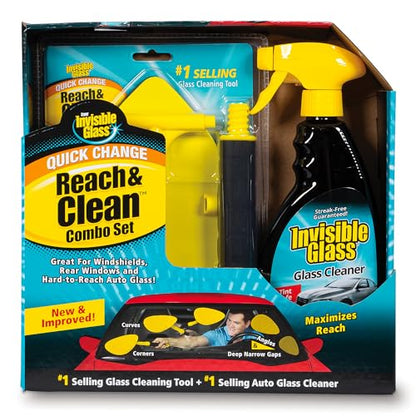 Invisible Glass 99050 Reach & Clean Glass Windshield Cleaner Tool Combo Kit with Premium Spray Glass Cleaner, Extendable Handle, (2) Reusable Quick Change Microfibers, and Storage Bag - style: Spray