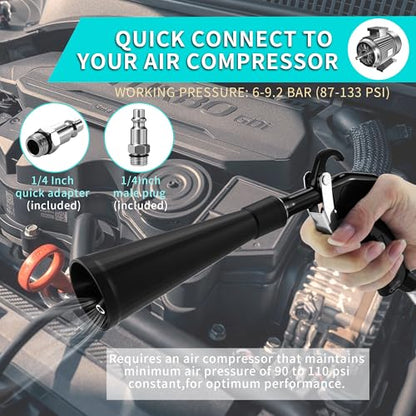 GOCCIDA Car Dry Cleaning Gun,Tornado Air Gun,High Pressure Air Blow Gun,Fast Interior Dryer Car Detailing Kit,Vortex Air Cleaning Tool for Car Detailing(2 Set Nozzle) - style: HCL-15black2
