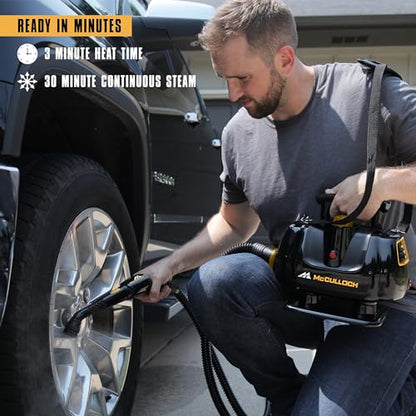 McCulloch MC1270 Portable Power Steam Cleaner, 30 Minute Runtime, 16 Accessories: Mop Head, Brushes, & More - Built for Home, Tile, Grout, Carpet, Furniture, & Personal Car Detailing - size: MC1270