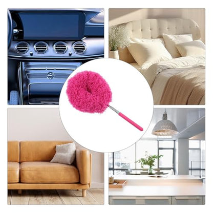 Extendable Duster - 31.5 Inches Microfibre Duster | Stainless Steel Handle | - Adjustable Telescopic Reach | and Soft Fiber Head Perfect for Cleaning High Ceilings and Shelves At Home - color: Red