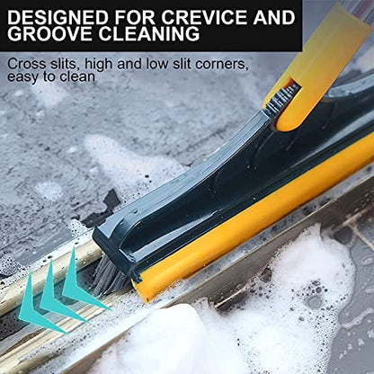 2 in 1 Cleaning Floor Scrub Brush Floor Brush Scrubber New Upgraded 53.5" Long Handle Grout Brush Scrape V-Shape Stiff Bristle Cleaning Brush with Squeegee 120°Rotating Tile Brush for Bathroom - color: Green