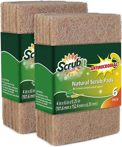 SCRUBIT Natural Scouring Pads (12 Pack) - Eco Friendly Scrubbing Pads for Kitchen Cleaning, Dishes, and Pots - Non-Scratch Kitchen Scrubbers - 100% Natural Sisal Fibers (12 Pack) - size: 6 Count (Pack of 2)