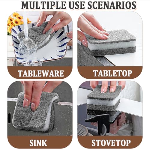 Taeku Natural Kitchen Sponge, 6 Pack Heavy Duty Scrub Cellulose Sponge Premium Multifunction Eco Friendly Cleaning Sponges for Dishes (Grey) - color: Gray