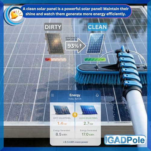 IGADPole 17 FT Water-Fed Washing Kit with Soap-Dispenser, Brush, 10″ Squeegee & Cobweb Duster for Windows, Gutters, Solar Panels & Exterior Walls - size: 17 ft Pole