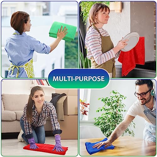Newwiee 3 Pcs Extra Large Microfiber Cleaning Cloth 30" x 20" Washable Reusable Microfiber Towel Streak Free Lint Free Cloth for Cleaning Home Glass Office Window Bathrooms (Red,Blue,Green) - color: Red, Blue, Green