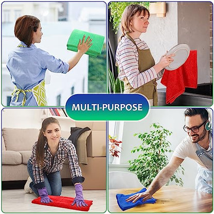 Newwiee 3 Pcs Extra Large Microfiber Cleaning Cloth 30" x 20" Washable Reusable Microfiber Towel Streak Free Lint Free Cloth for Cleaning Home Glass Office Window Bathrooms (Red,Blue,Green) - color: Red, Blue, Green