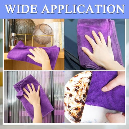 12 Pcs Extra Large Microfiber Cleaning Cloth, 20" x 30" Washable Reusable Large Floor Cloth Rags, Microfiber Towels for Mop Cleaning Office Bathrooms Housekeeping (Purple, Blue, Pink) - color: Mixed Style
