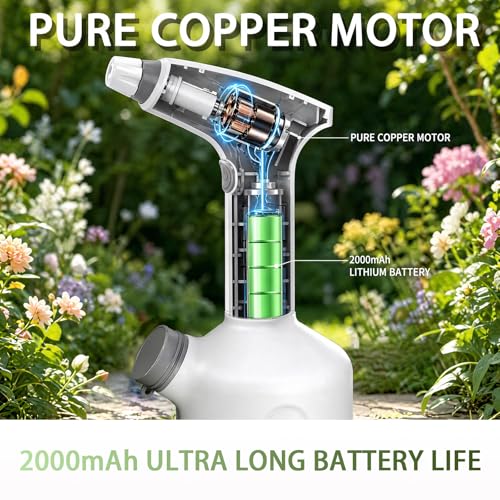 Electric Spray Bottle, 0.26 Gallon Battery Powered Plant Mister, 1500mAh USB Rechargeable Automatic Garden Sprayer, Handheld Continuous Water Spray Bottle for Indoor Houseplants, Succulents, Cleaning - size: 1L/0.26 Gallon