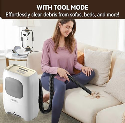 GAVASTO Pro Touchless Vacuum Automatic Dustpan - Ultra Fast & Powerful - Great for Sweeping Salon Pet Hair Food Dirt Kitchen, Canister Vacuum Cleaner Trash Can, Bagless, Auto Sensors, 1500 Watt-White - color: White