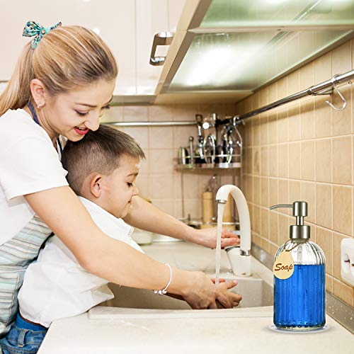 Thick Glass Soap Dispenser with Silicone Pad – Premium Quality – Dish Soap Dispenser, Hand Soap Dispenser – Rust Proof Stainless Steel Pump – Ideal for Kitchen Dish Soap, Bathroom Soap - color: Stainless Steel White Pump