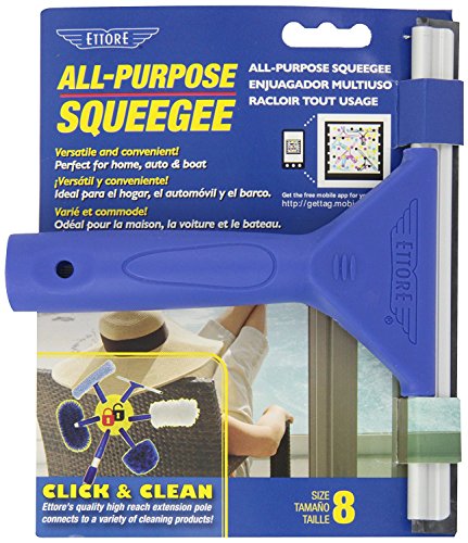 Ettore-17008 8-Inch All Purpose Window Squeegee with Lifetime Silicone Rubber Blade, Blue - size: 8 In