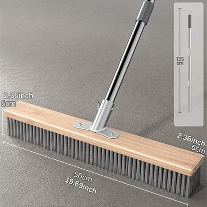 Generic Stainless Steel Wire Scrub Brush Deck Floor Brush Remover Floor Cleaning Tool with Long Handle for Rough Surface Patio, 50cm - size: 50cm