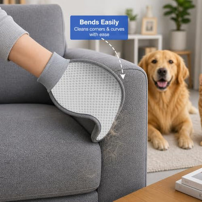 Pet Hair Removal Glove, Reusable Strong Grooming Fur Remover for Cats & Dogs, Flexible Electrostatic Pet Hair Remover| Removes Fur from Furniture, Clothes, Carpets, Car Seats (1 Pack, Blue/Grey)