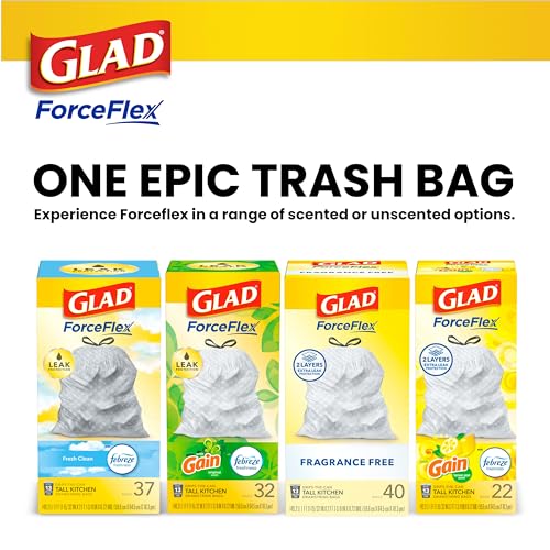 Glad ForceFlex Tall Kitchen Drawstring Trash Bags,13 Gal,Fragrance Free,110 Ct (Package May Vary),(Pack of 3) - size: 110 Count (Pack of 3)