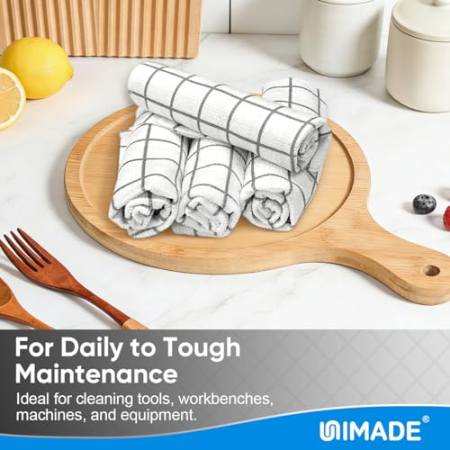 UNIMADE Microfiber Cleaning Cloths, 100 Sheets Reusable Kitchen Towels & Dish Cloths, Lint-Free Absorbent Cleaning Rags, Bulk Kitchen Cleaning Cloths for Household & Restaurant, 11" x 9", Grid Pattern - color: Brid Pattern