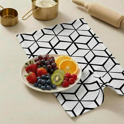 Waffle Kitchen Towels Set of 2 - Ultra Absorbent Quick Dry Dish Towels - Sustainable Reusable Cleaning Tea Towels - Lightweight Hand Towels for Kitchen & Bathroom, 16” x 28” (Rhombus) - style: Rhombus
