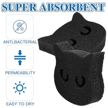 Tioncy 12 Pack Black Cat Sponges Bulk Dual Sided Scrubber Sponges Dishwashing Non Scratch for Cat Kitchen Accessories Dish Scouring - color: Black, style: Cat