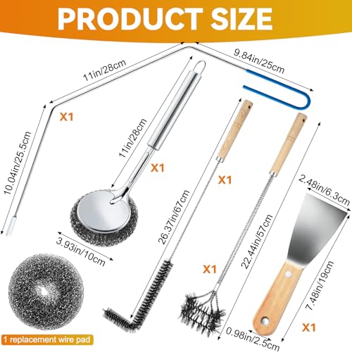 Newtay 6 Pcs Large Commercial Fryer Cleaning Tools Stainless Steel Electric Deep Fryer Cleaner Brush for Restaurants Hotel Kitchen Fryers Deep Cleaning Accessories