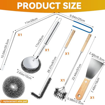 Newtay 6 Pcs Large Commercial Fryer Cleaning Tools Stainless Steel Electric Deep Fryer Cleaner Brush for Restaurants Hotel Kitchen Fryers Deep Cleaning Accessories