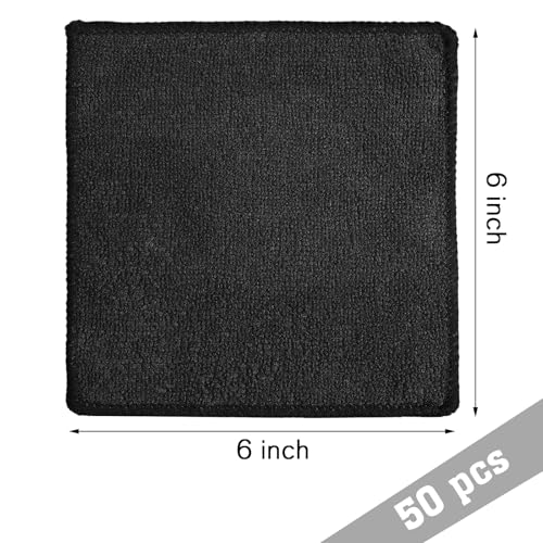Tanlade Cleaning Cloth Dry Erase Cloth Cleaning Rags Reasonable Kitchen Towels Microfiber Towels Cars Wash(6 x 6 Inch,Black,50 Pcs) - color: Black, size: 6 x 6 Inch