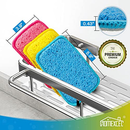 12 Pack Scrub & Wipe Cloths, Dual-Sided Sponges for Kitchen, All-Purpose Cloth for Dishes, Pots, Pans, Non-Stick Cookware, Countertops (Red, Yellow, Blue) - color: Multicolor