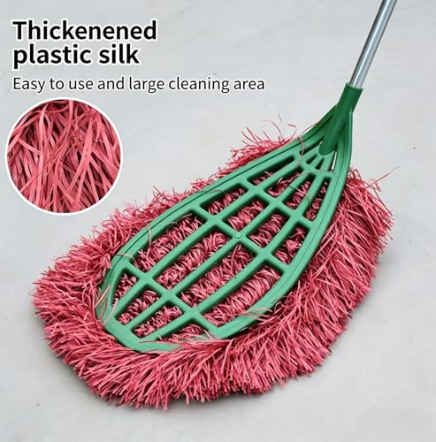 Heavy-Duty Outdoor Broom Head with Dense Plastic Filaments, Large Wide-Head Sweeper for Leaves, Dust, and Debris, Broom Head (19.6 * 27.5in)