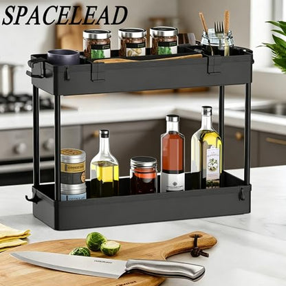 SPACELEAD Slim Storage Cart 3 Tier,Bathroom Organizer Rolling Utility,Mobile Shelving Unit Slide Out for Office, Kitchen, Laundry Room & Narrow Places,Black - color: Black