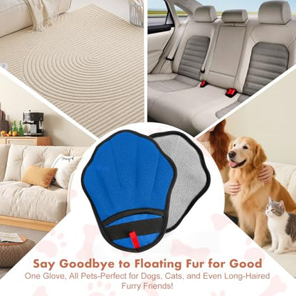Pet Hair Removal Glove, Electrostatic Pet Hair Remover Glove for Cats & Dogs, Hair Remover Tools for Couch, Carpet, Clothing, Car Seat - Upgraded Five-Finger, Reusable，DodgerBlue+LightGray - color: DodgerBlue+LightGray