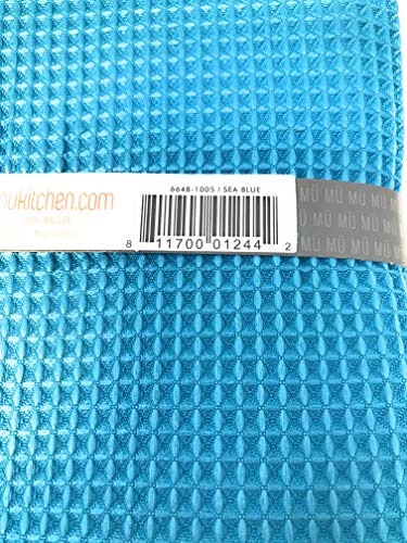 MUkitchen Dishtowel Waffle Sea Blue, 2 Count - color: Sea Blue, size: 2 Count
