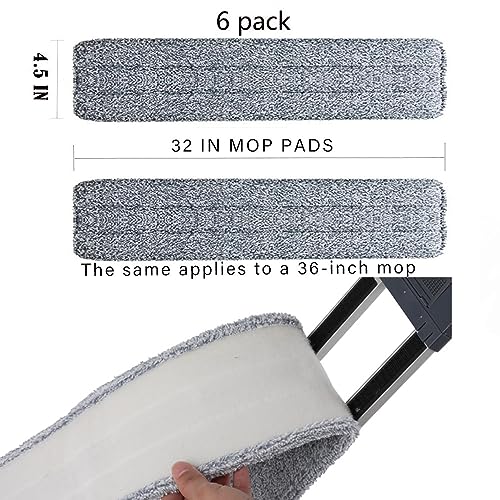 6 Pack 32 Inch Dust Mop Head RefillCommercial Industrial Floor Mop Refill Pads for Hardwood Floors Replacement - size: 32 IN PADS