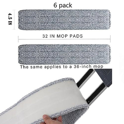 6 Pack 32 Inch Dust Mop Head RefillCommercial Industrial Floor Mop Refill Pads for Hardwood Floors Replacement - size: 32 IN PADS