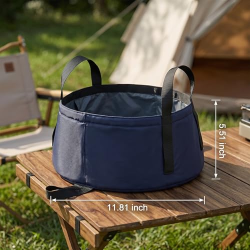 Collapsible Wash Basin 2 Pack – 2.3 Gallon Foldable Camping Bucket with Handles, Portable Dish Tub for Camping Sink, Foot Soaking, Fishing, BBQ Cleaning & Laundry