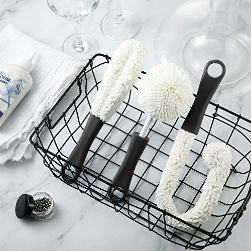 Boao 3 Pcs Decanter Cleaning Brush Wine Glass Decanter Flexible Bottle Brush Set with Cleaning Beads Household Tools for Bottle Goblets Glasses Cups(Black) - color: Black