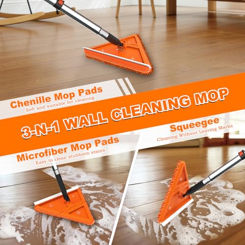 LAANPOLE 30FT Reach Dusters for Cleaning, Ceiling Fan Cleaner Duster with Extension Pole, Wall and Baseboard Cleaner Mop with Handle for Window Cobweb Fan Blade and High Ceiling - size: 24FT