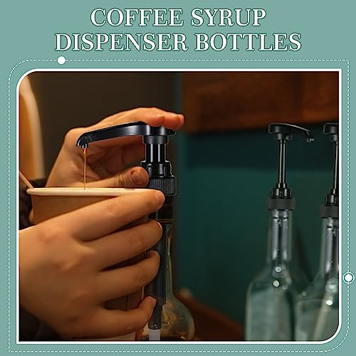 Maxdot 12 Pcs 25 oz Syrup Bottles with Pump Long Neck Bottles Plastic Syrup Pump Dispenser for Coffee Bar Accessories Home Party (Black) - color: Black